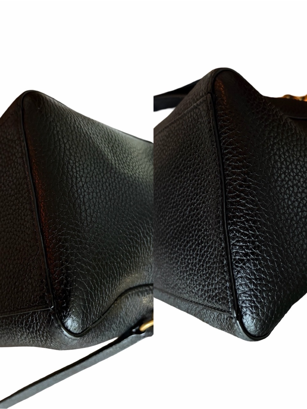 Tory Burch Georgia Pebbled Double Zip Satchel Tote Bag Black Leather Crossbody - Picture 9 of 16